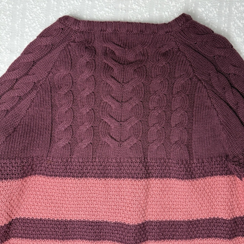 Love Hanna Merino Wool Blend Chunky Knit Striped Sweater Size M Equestrian Cozy - Picture 10 of 14